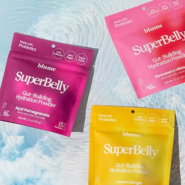 Blume Gut Health Hydration Packets, Sugar-Free, with Inulin Fibre, Probiotics, Apple Cider Vinegar, and Electrolytes,15 Sticks - Canadian Brand